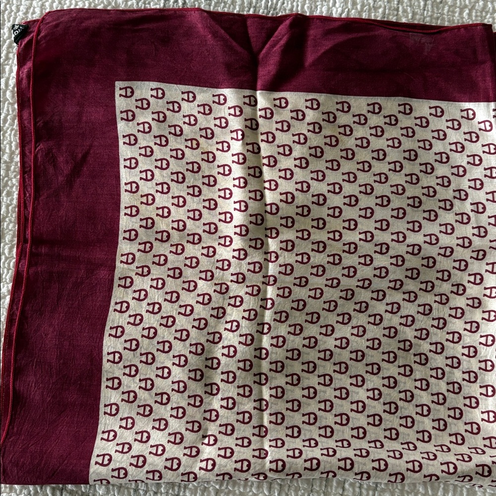 Dior Burgundy and Cream Patterned Scarf